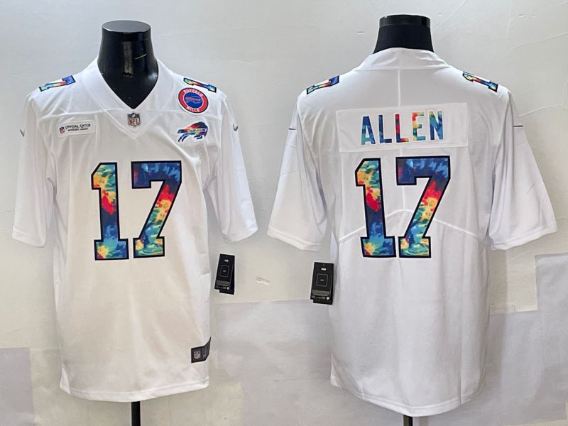 Men 2025 Buffalo Bills #17 Allen White Rainbow Nike Limited NFL Jersey style 1